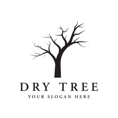 Obraz premium Dead tree silhouette logo template design with dry branches.