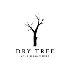 Dead tree silhouette logo template design with dry branches.