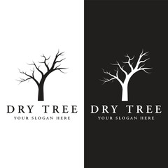 Obraz premium Dead tree silhouette logo template design with dry branches.