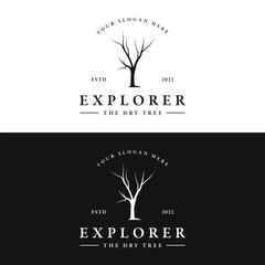 Dead tree silhouette logo template design with dry branches.