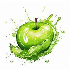 . Generative AI.A illustration of smashed green apple