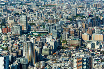 Obraz premium High Dense houses and buildings at Greater Tokyo area at daytime.
