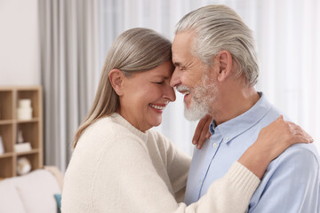 Obraz na płótnie Canvas Portrait of affectionate senior couple at home