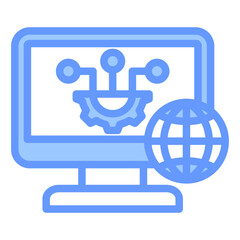 Cyber Security Blue Icon