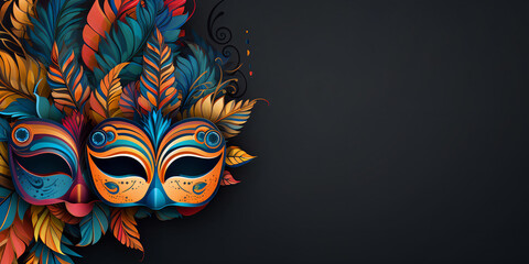 Paper sculpture carnival mask multicolored copy space