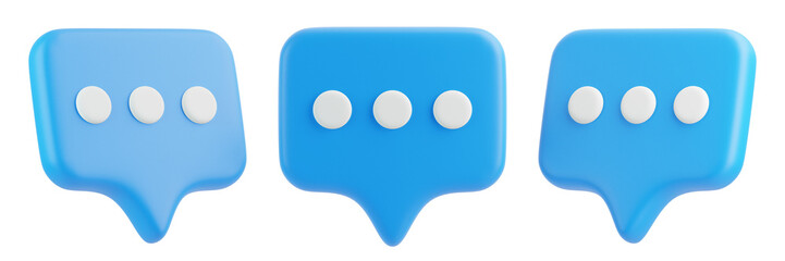 Speech bubble isolated on white background. Chat icon set. Chatting box, message box. 3D render illustration