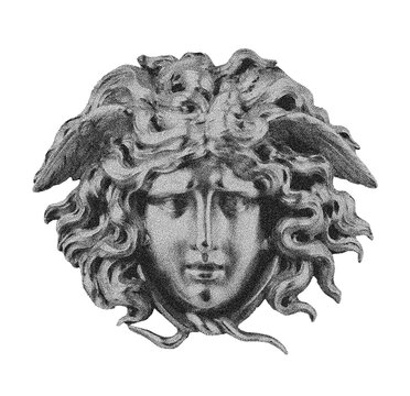 Medusa head cutout with transparency. PNG