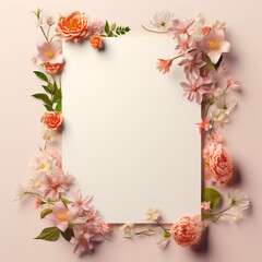 Piece of notebook paper over creative flowered borders 3d illustration