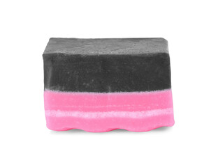 Delicious chewy candy with liquorice isolated on white