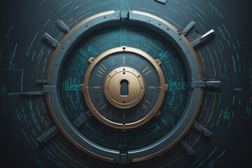 a gold and black clock with a keyhole in the middle, a 3D render by Filip Hodas, featured on cg society, private press, rendered in cinema4d, rendered in maya, behance hd