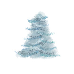 Watercolor winter tree 