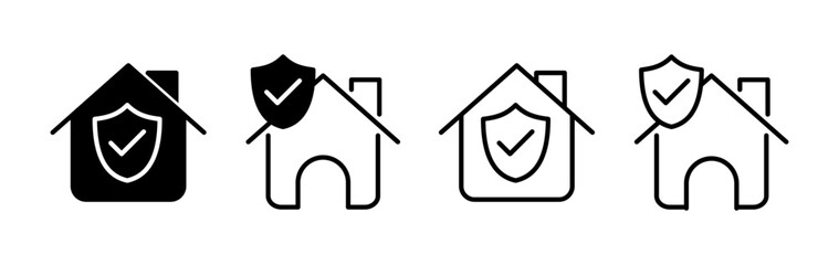 Home insurance icon vector. home shield protect logo