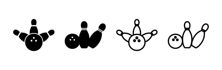 Bowling icon vector. Bowling ball and pin icon. Bowling pins with ball icon.