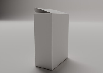 white cardboard box in back lateral view in a blanck space 