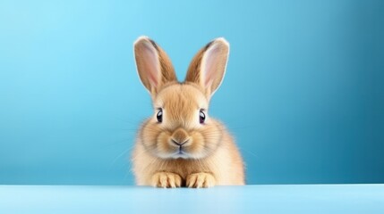 Obraz premium cute animal pet rabbit or bunny white color smiling and laughing isolated with copy space for easter background, rabbit, animal, pet, cute, fur, ear, mammal, background, celebration, generate by AI