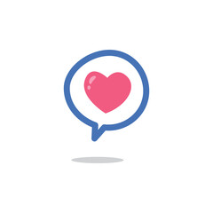 Heart dialogue icon in a speech bubble isolated vector illustration