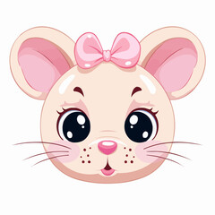 Female Mouse Face Vector Illustration

