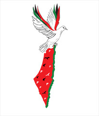 Free Palestine! We stand with Palestine! Palestine Flag with Watermelon metaphor