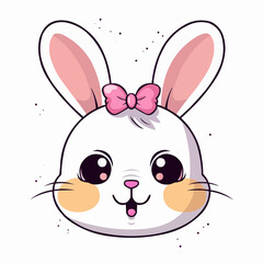 Cute Rabbit Face Cartoon Vector Illustration

