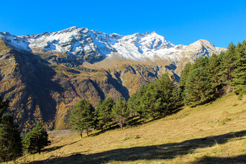 Fototapeta premium The road going through the mountains in Elbrus region in Russia's Caucasus