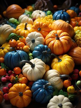 A fall pattern with gourds and pumpkins UHD wallpaper Stock Photographic Image