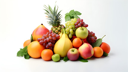 Fresh fruit isolated on white background