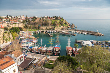 The harbour in Kaleici historic district in Antalya, Turkey.