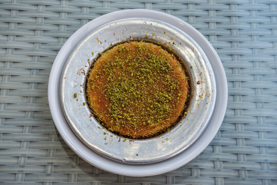 Turkish kunefe topped with pistachio.
