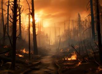 Burned forest landmark climate change photography