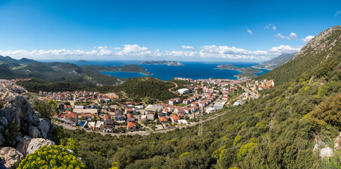 View over Kas resort town in Antalya province of Turkey. - obrazy, fototapety, plakaty