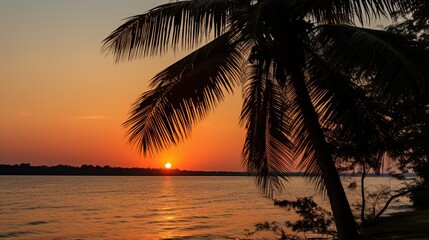 Fototapeta na wymiar Sunset over the tranquil island UHD wallpaper Stock Photographic Image
