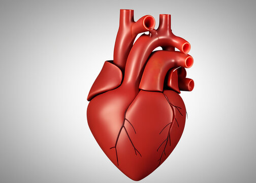 abstract model of a human heart isolated over white background created with generative ai technology