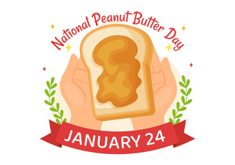 National Peanut Butter Day Vector Illustration on 24 January with Jar of Peanuts Butters for Poster or Banner in Flat Cartoon Background Design