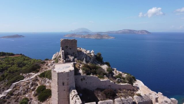 Kristinia Castle, Rhodes, Greece Flyover in Summer