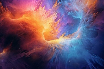 Stunning cosmic implosions bursting with vibrant colors. Envision fractal ripples and billowing formations. Generative AI