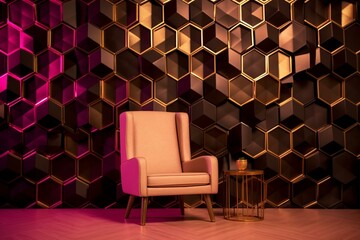 Luxurious hexagon patterned backdrop. Generative AI
