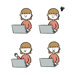 ノートパソコン　女性　手書き　可愛い　セット