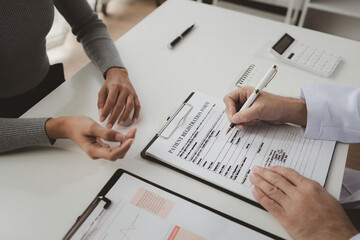 Doctors give advice on disease treatment to patients, diagnose disease through physical examination, and provide treatment by professional doctors. Concept of treating disease.