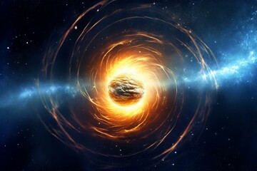 Neutron star emitting powerful magnetic forces. Generative AI