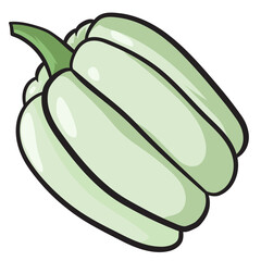 White pumpkin whole fruit vegetable handdawn doodle illustration