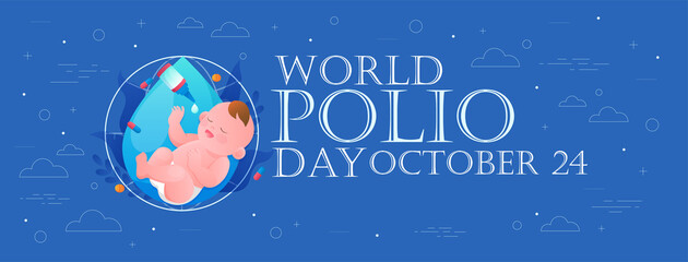 World Polio day is observed every year on October 24, poliomyelitis is a disabling and life-threatening disease caused by the poliovirus. Vector illustration