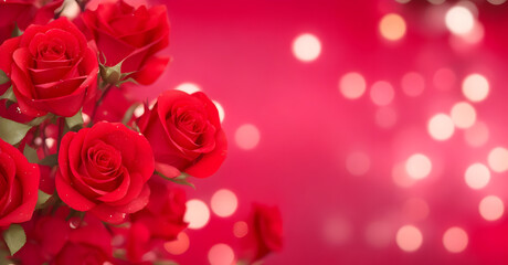 Red roses background. Christmas wallpaper. Valentine backdrop. 