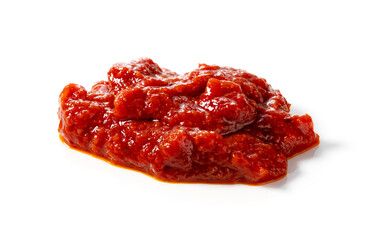 Obraz premium Tomato sauce on white background.