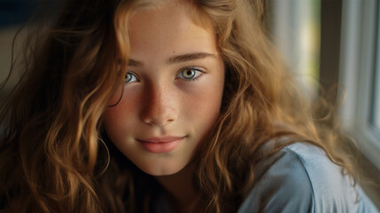 Fototapeta premium Closeup studio portraits of fresh faced smiling female teenagers indicating a healthy lifestyle. Perfect complexions. Skin care for teens. Happiness and self-care.