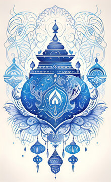 watercolor illustration Diwali theme line art doodle cartoon pattern, backgrounds for smartphone,