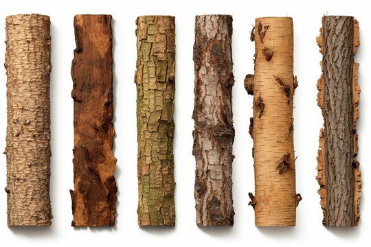 Bark of various trees isolated. Generative AI
