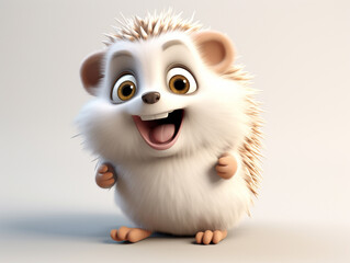 Fototapeta premium A 3D Cartoon Hedgehog Laughing and Happy on a Solid Background