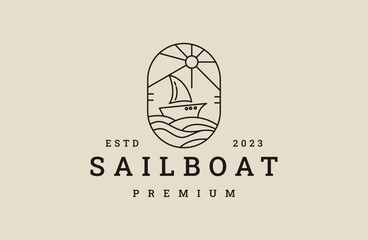 Sailboat logo vector icon illustration hipster vintage retro