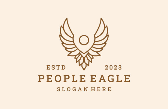People eagle logo vector icon illustration hipster vintage retro
