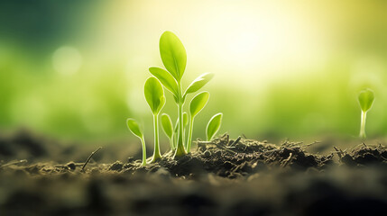 image of natural abstract background closeup spring with plant in soil